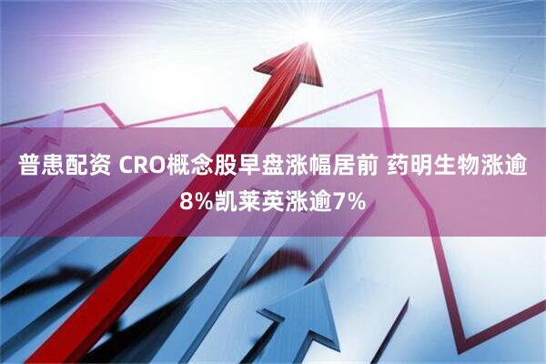 普患配资 CRO概念股早盘涨幅居前 药明生物涨逾8%凯莱英涨逾7%